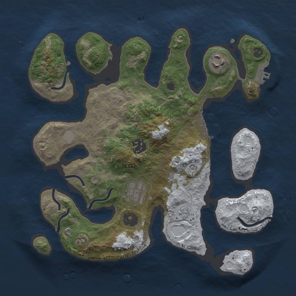 Rust Map: Procedural Map, Size: 3000, Seed: 124183, 12 Monuments