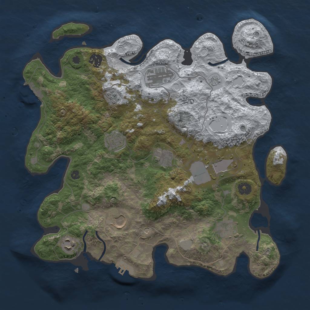 Rust Map: Procedural Map, Size: 3500, Seed: 1800376808, 18 Monuments