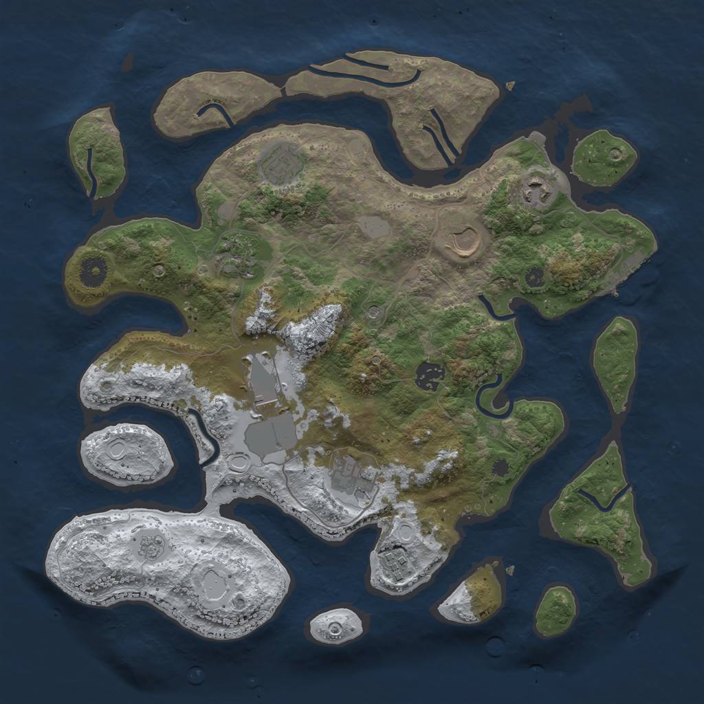 Rust Map: Procedural Map, Size: 3600, Seed: 42484186, 16 Monuments