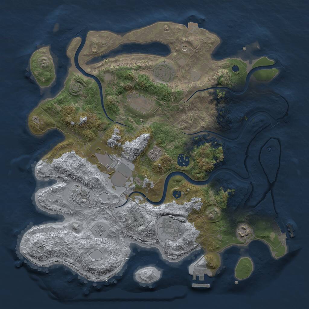 Rust Map: Procedural Map, Size: 3600, Seed: 42484186, 14 Monuments