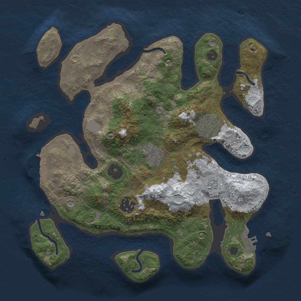 Rust Map: Procedural Map, Size: 3000, Seed: 842671448, 12 Monuments