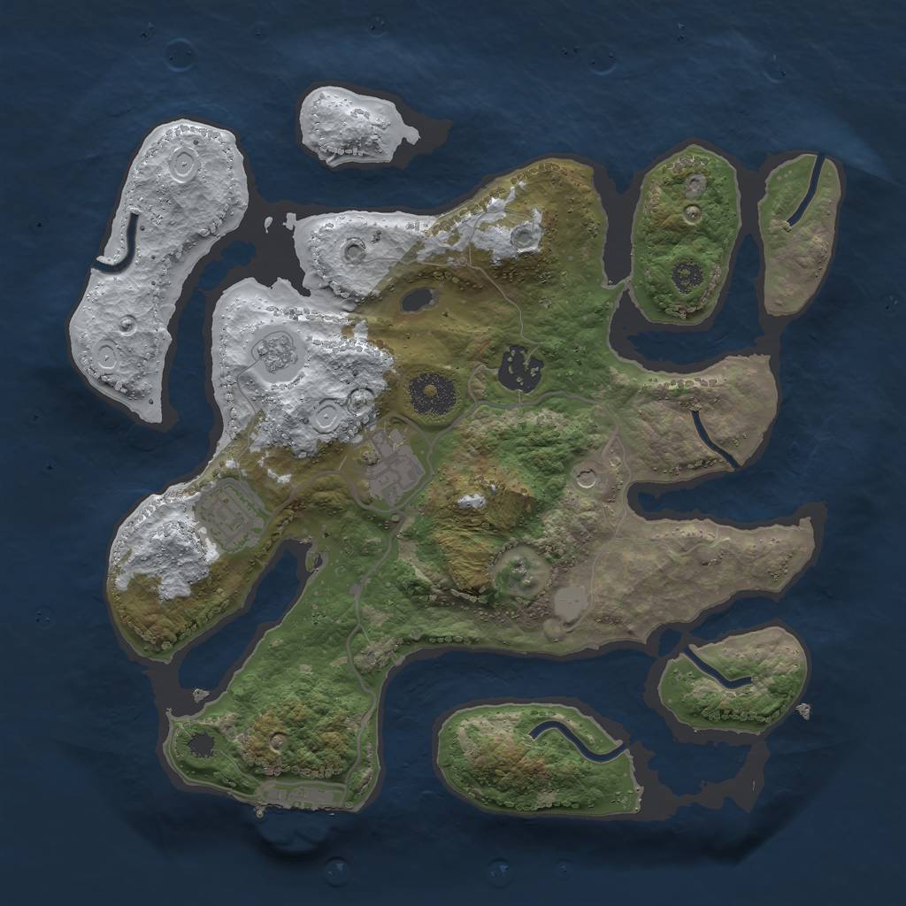 Rust Map: Procedural Map, Size: 3000, Seed: 879054, 11 Monuments