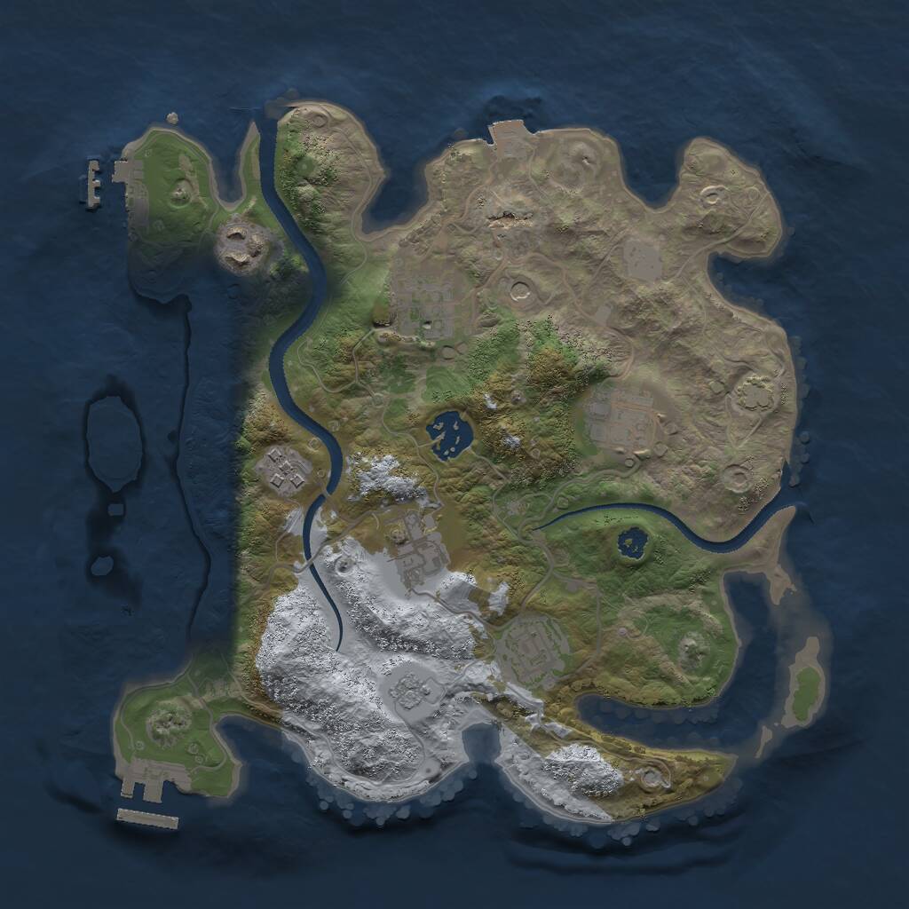 Rust Map: Procedural Map, Size: 3000, Seed: 755054, 13 Monuments