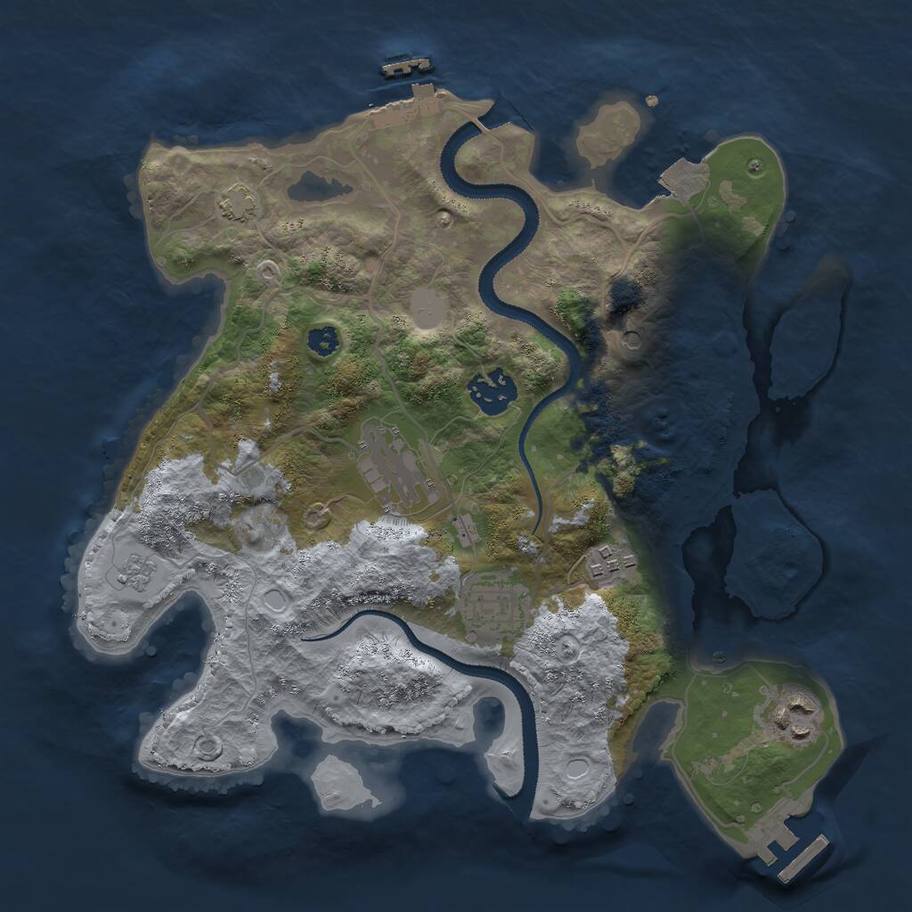 Rust Map: Procedural Map, Size: 3000, Seed: 34115, 11 Monuments