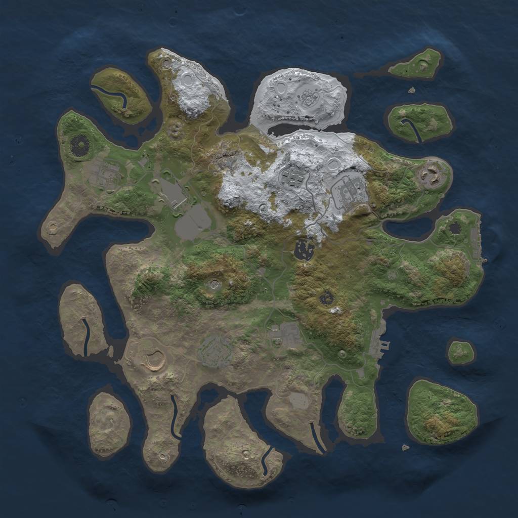 Rust Map: Procedural Map, Size: 3750, Seed: 675343017, 18 Monuments