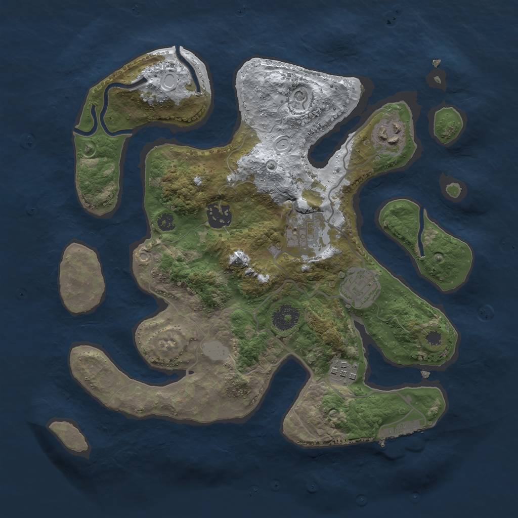 Rust Map: Procedural Map, Size: 3000, Seed: 200945, 12 Monuments
