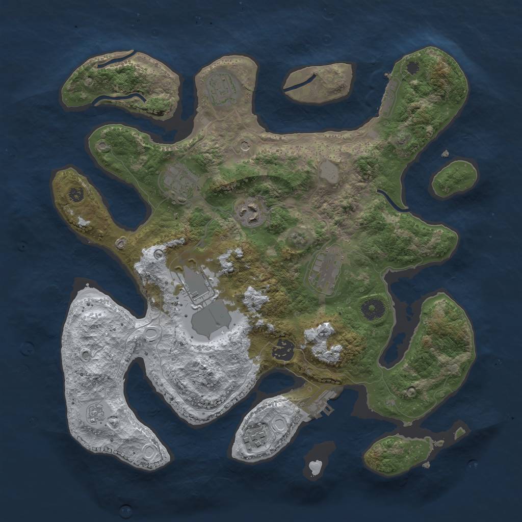 Rust Map: Procedural Map, Size: 3550, Seed: 750858, 16 Monuments