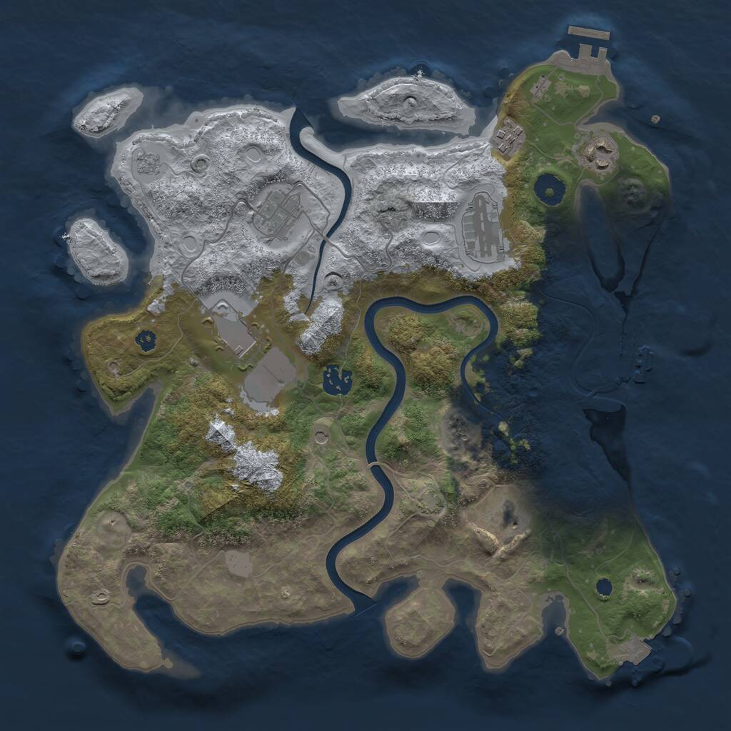 Rust Map: Procedural Map, Size: 3550, Seed: 740601, 13 Monuments