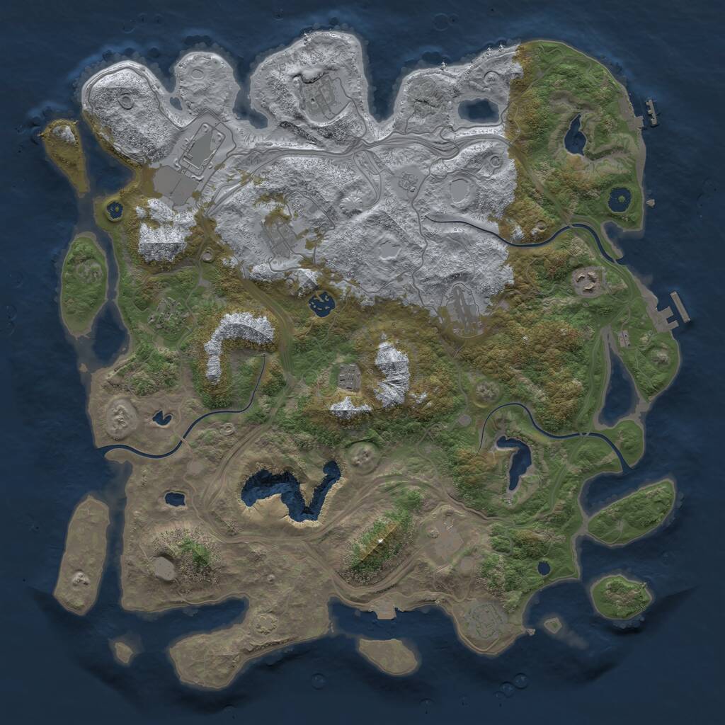Rust Map: Procedural Map, Size: 4500, Seed: 456789, 16 Monuments
