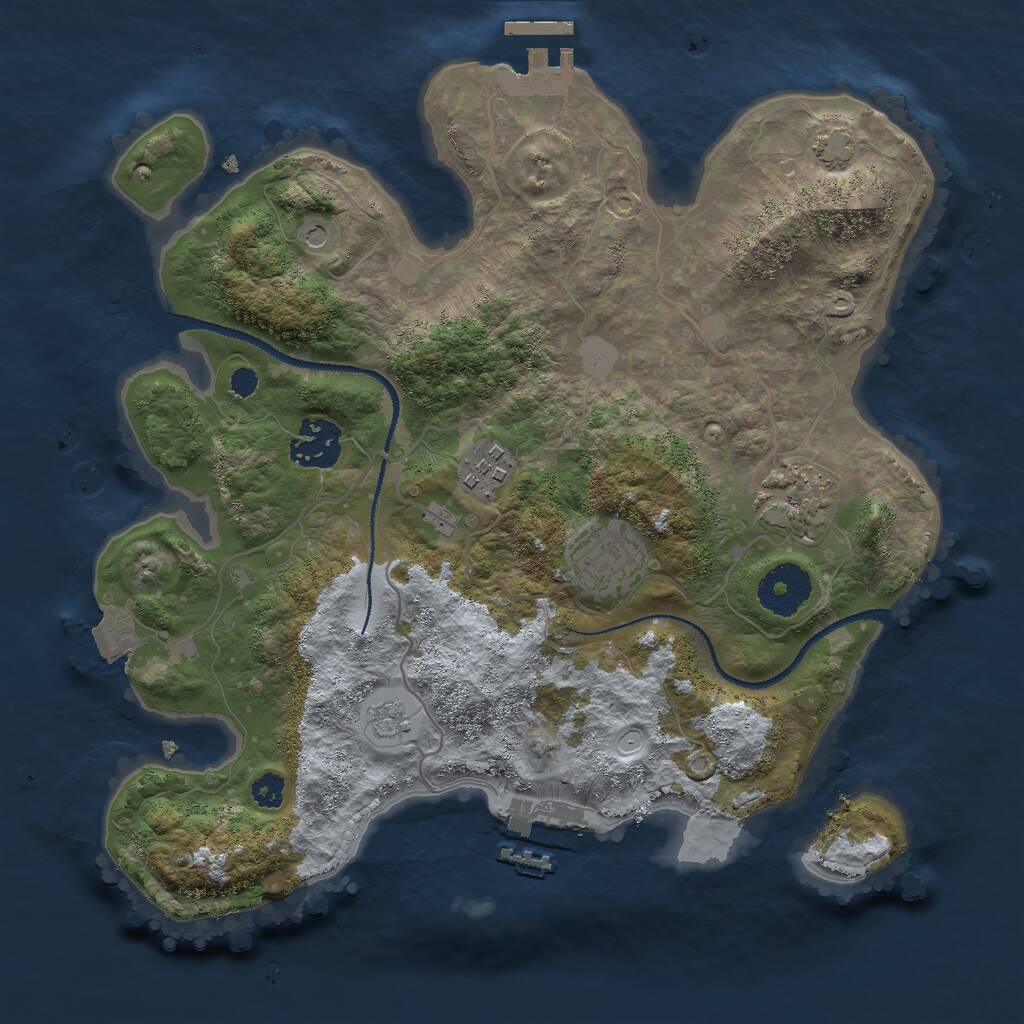 Rust Map: Procedural Map, Size: 3000, Seed: 929017, 10 Monuments