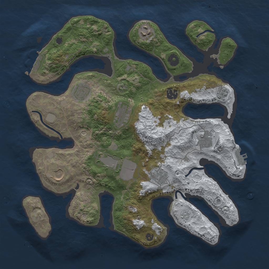 Rust Map: Procedural Map, Size: 3500, Seed: 1628523266, 18 Monuments