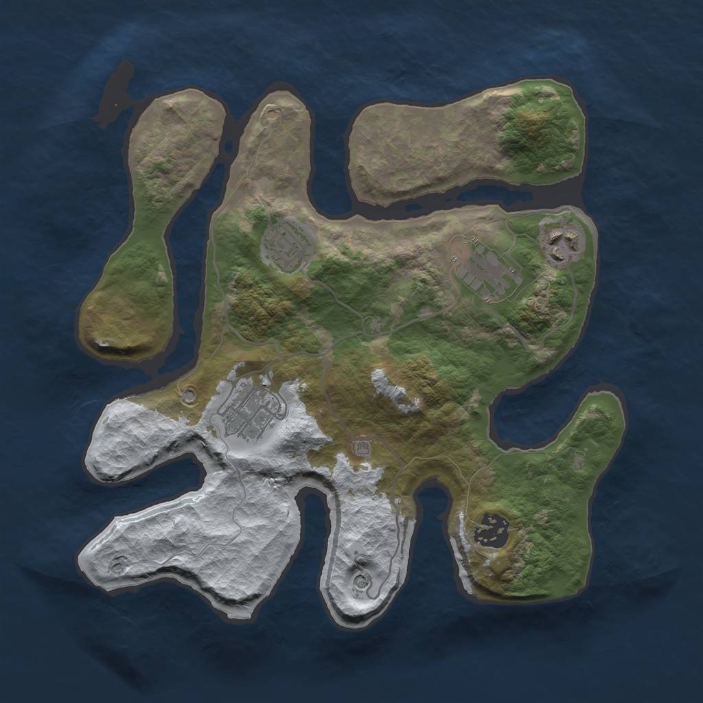 Rust Map: Barren, Size: 3000, Seed: 528956, 8 Monuments