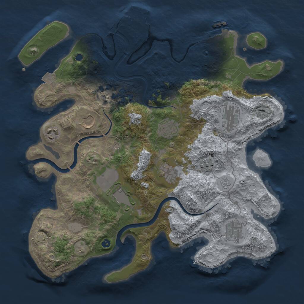 Rust Map: Procedural Map, Size: 3500, Seed: 713825275, 14 Monuments