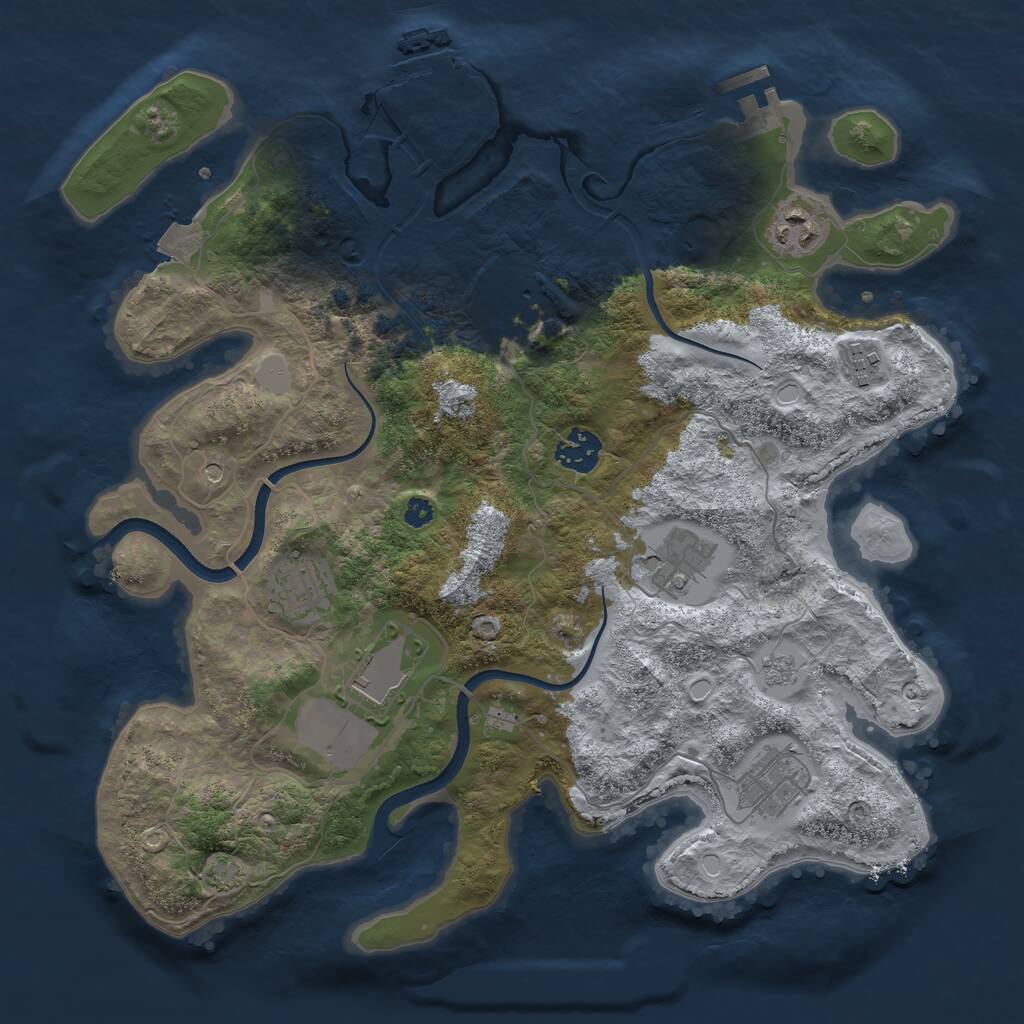 Rust Map: Procedural Map, Size: 3500, Seed: 713825275, 14 Monuments