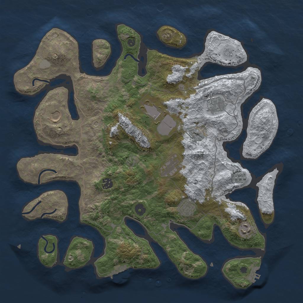 Rust Map: Procedural Map, Size: 4000, Seed: 10001, 17 Monuments