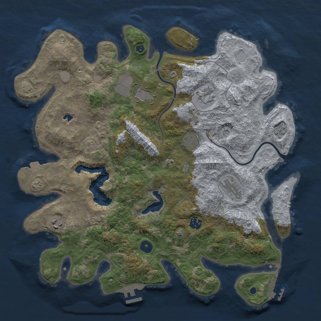 Rust Map: Procedural Map, Size: 4000, Seed: 10001, 13 Monuments