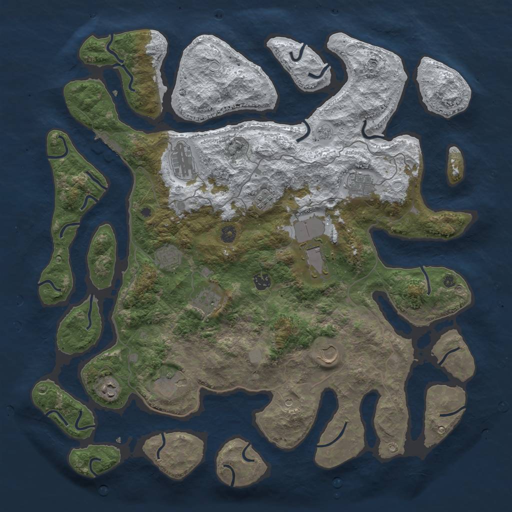 Rust Map: Procedural Map, Size: 4500, Seed: 1707582069, 18 Monuments