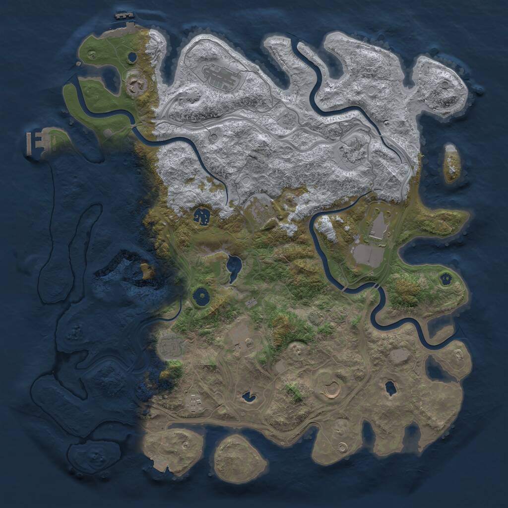 Rust Map: Procedural Map, Size: 4500, Seed: 1707582069, 16 Monuments
