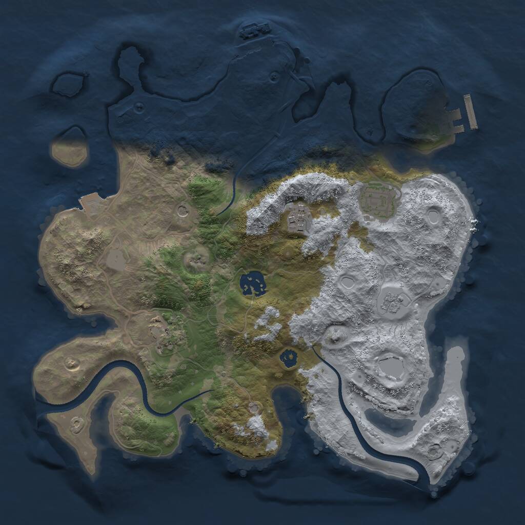 Rust Map: Procedural Map, Size: 3000, Seed: 972587, 9 Monuments