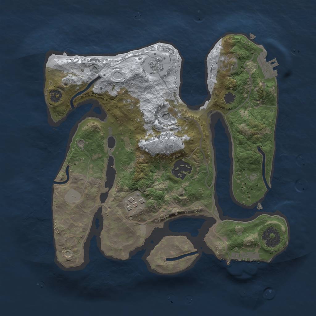 Rust Map: Procedural Map, Size: 2500, Seed: 92862580, 11 Monuments