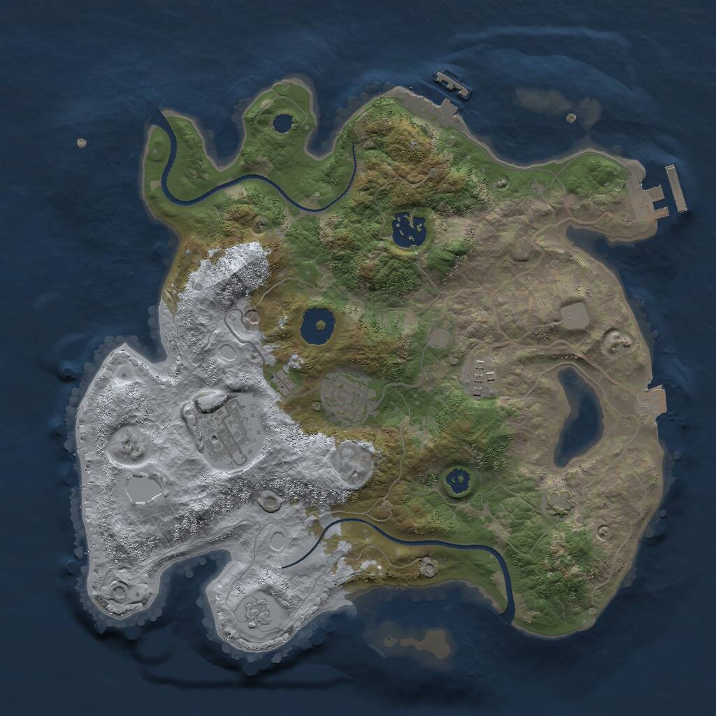 Rust Map: Procedural Map, Size: 3000, Seed: 609764, 10 Monuments