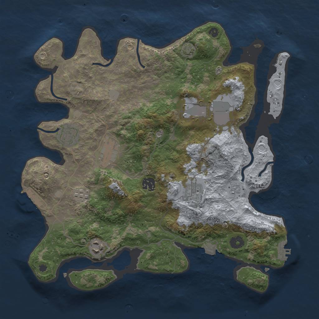 Rust Map: Procedural Map, Size: 3500, Seed: 696969, 15 Monuments