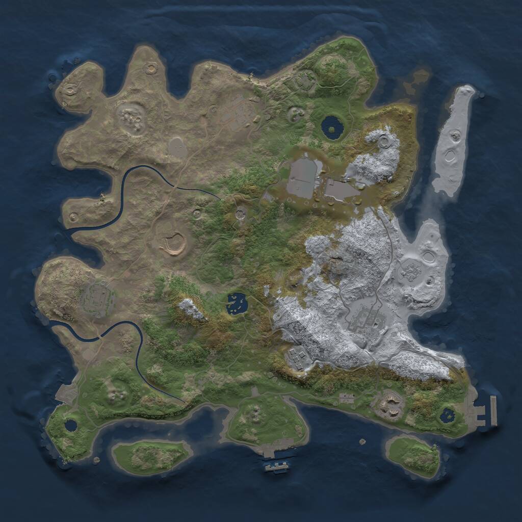 Rust Map: Procedural Map, Size: 3500, Seed: 696969, 14 Monuments