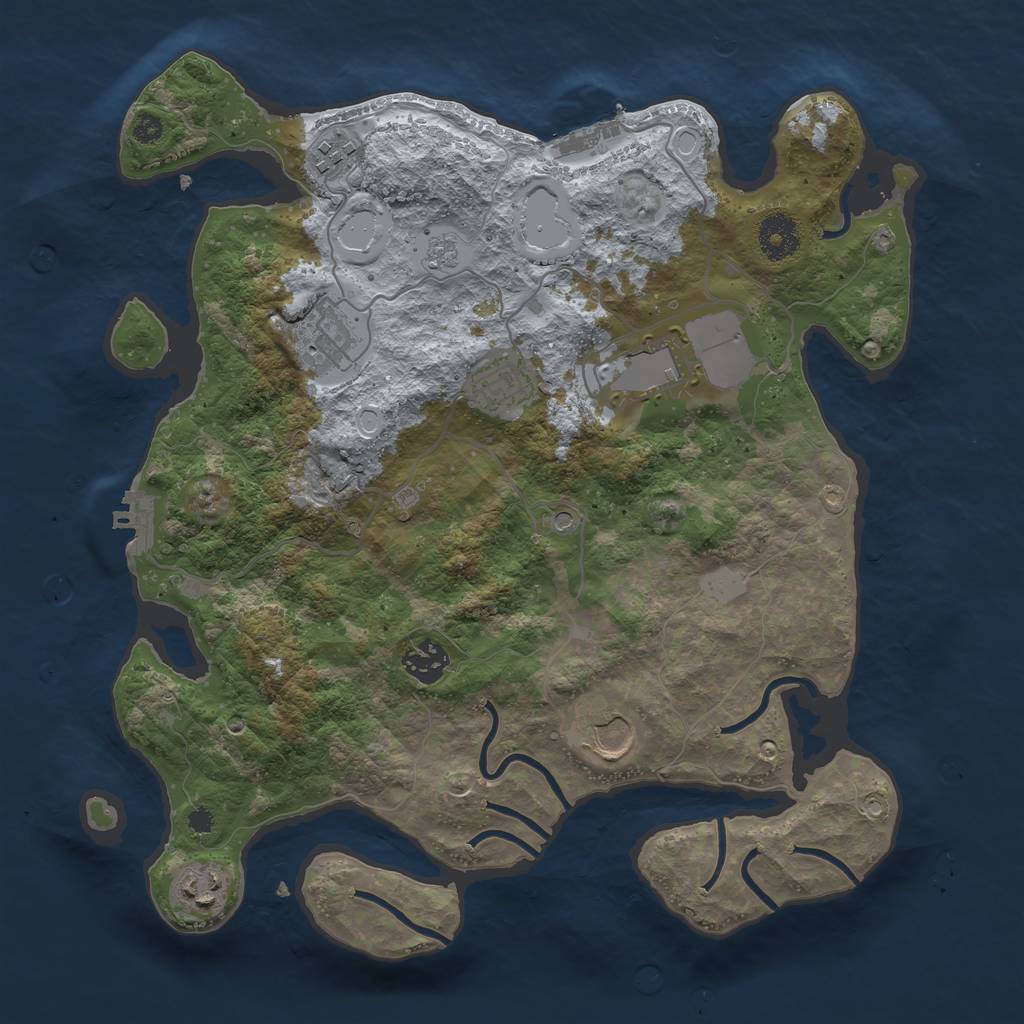 Rust Map: Procedural Map, Size: 3500, Seed: 621986602, 14 Monuments