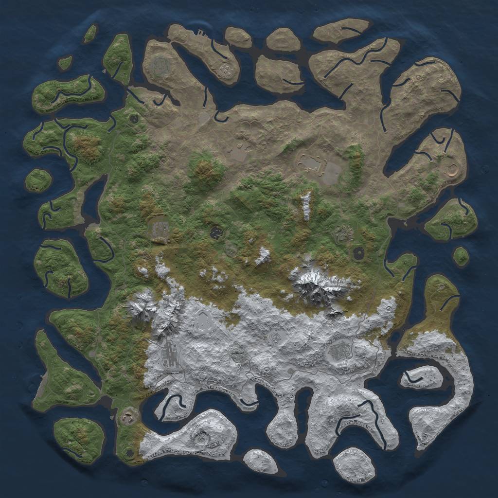 Rust Map: Procedural Map, Size: 6000, Seed: 44444, 20 Monuments