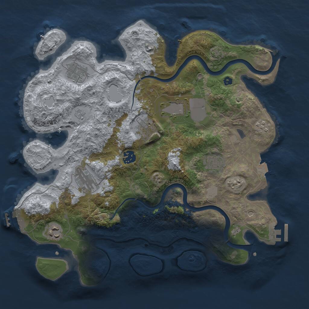 Rust Map: Procedural Map, Size: 3500, Seed: 20220213, 14 Monuments