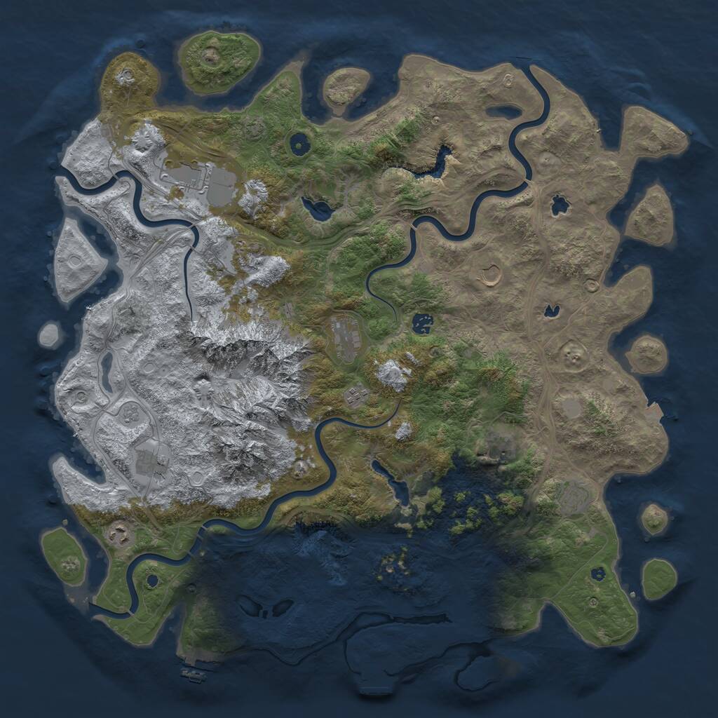 Rust Map: Procedural Map, Size: 5000, Seed: 23423434, 16 Monuments