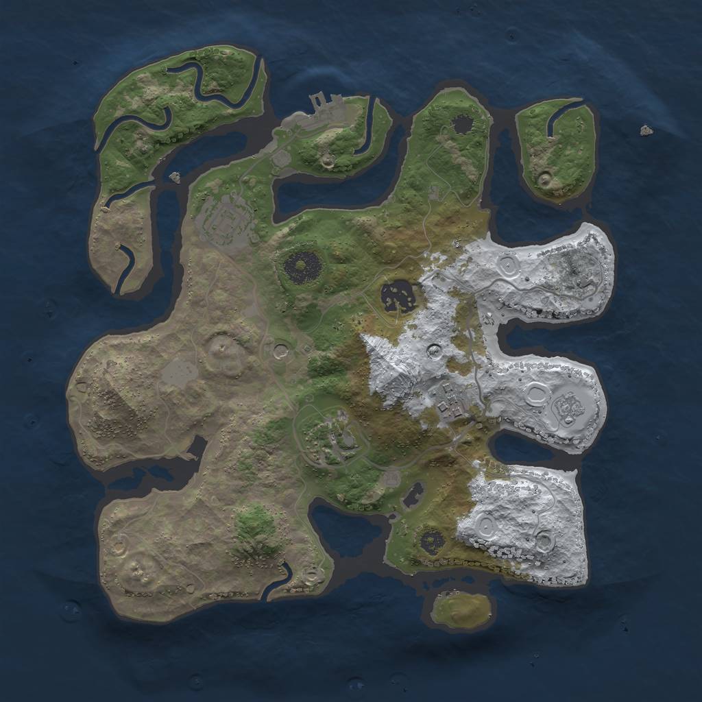 Rust Map: Procedural Map, Size: 3000, Seed: 1968908318, 12 Monuments