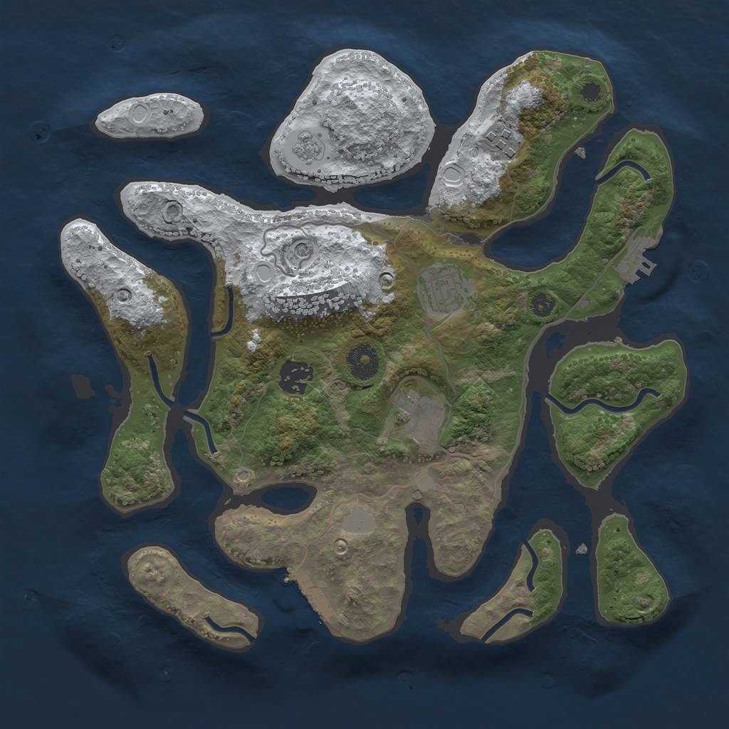 Rust Map: Procedural Map, Size: 3200, Seed: 8240566, 13 Monuments