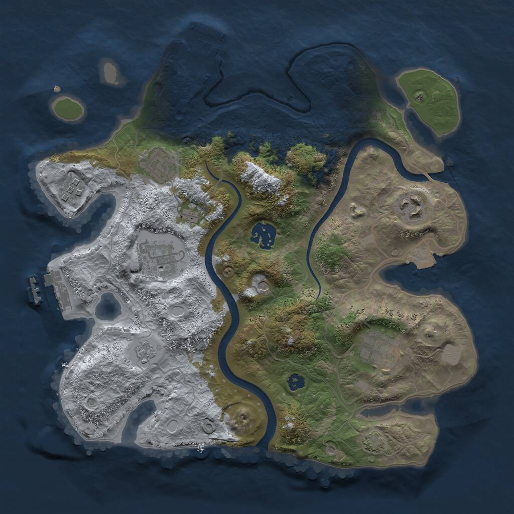 Rust Map: Procedural Map, Size: 3000, Seed: 851, 12 Monuments