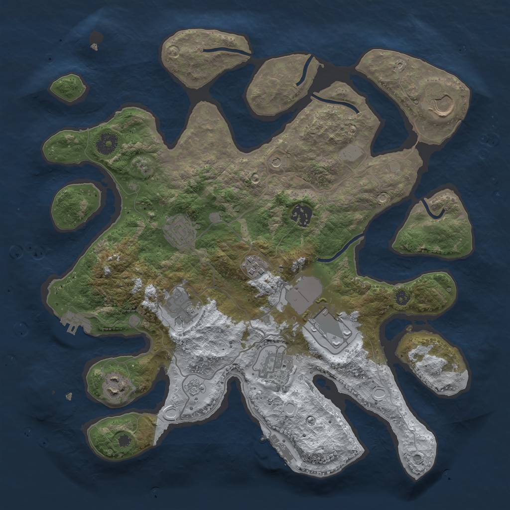 Rust Map: Procedural Map, Size: 3550, Seed: 214220, 17 Monuments