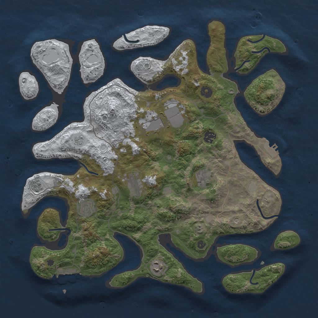 Rust Map: Procedural Map, Size: 4000, Seed: 8734687, 16 Monuments