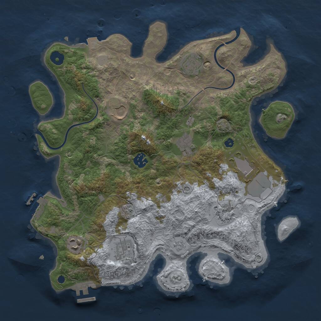 Rust Map: Procedural Map, Size: 3500, Seed: 8579878, 15 Monuments