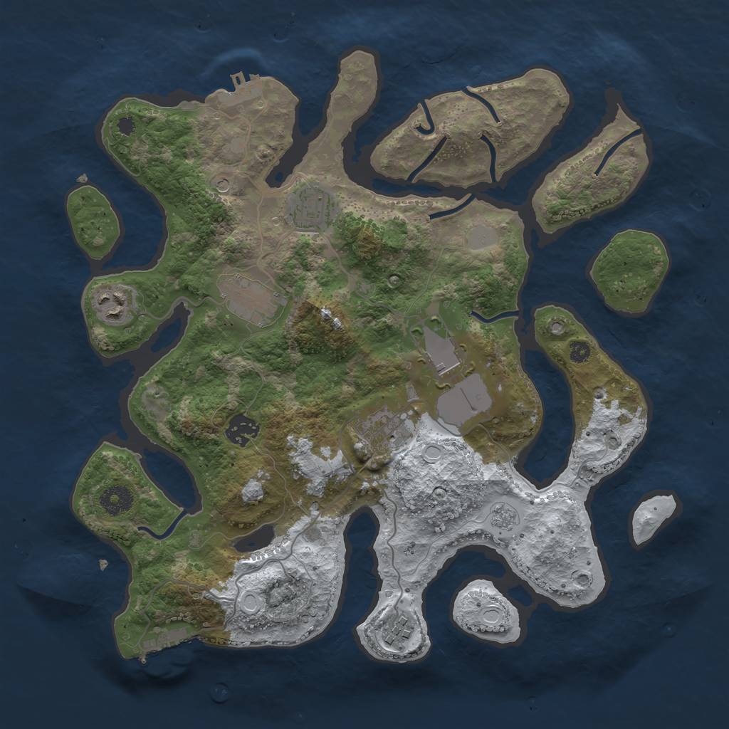 Rust Map: Procedural Map, Size: 3500, Seed: 8579878, 16 Monuments