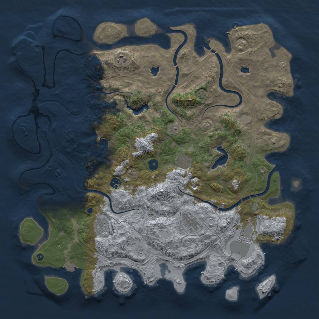 Rust Map: Procedural Map, Size: 4500, Seed: 6345078, 12 Monuments