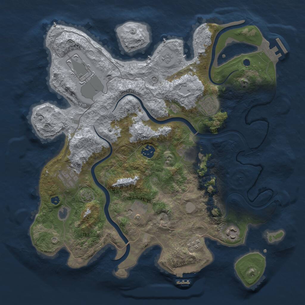 Rust Map: Procedural Map, Size: 3550, Seed: 757028, 14 Monuments