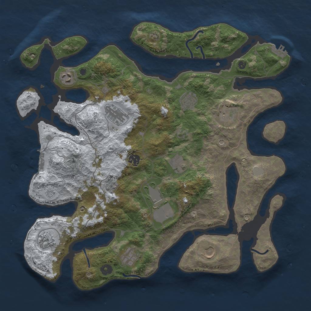 Rust Map: Procedural Map, Size: 4050, Seed: 625473165, 20 Monuments