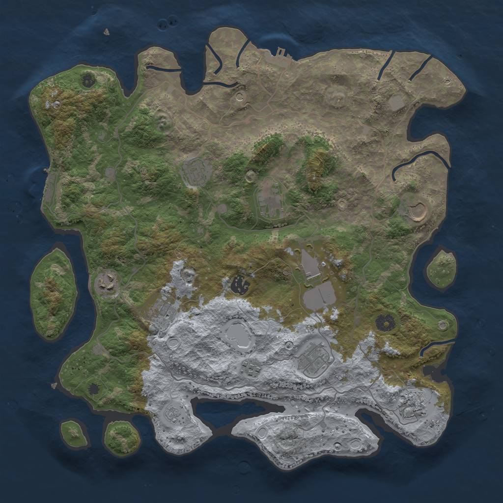 Rust Map: Procedural Map, Size: 4000, Seed: 523070742, 17 Monuments