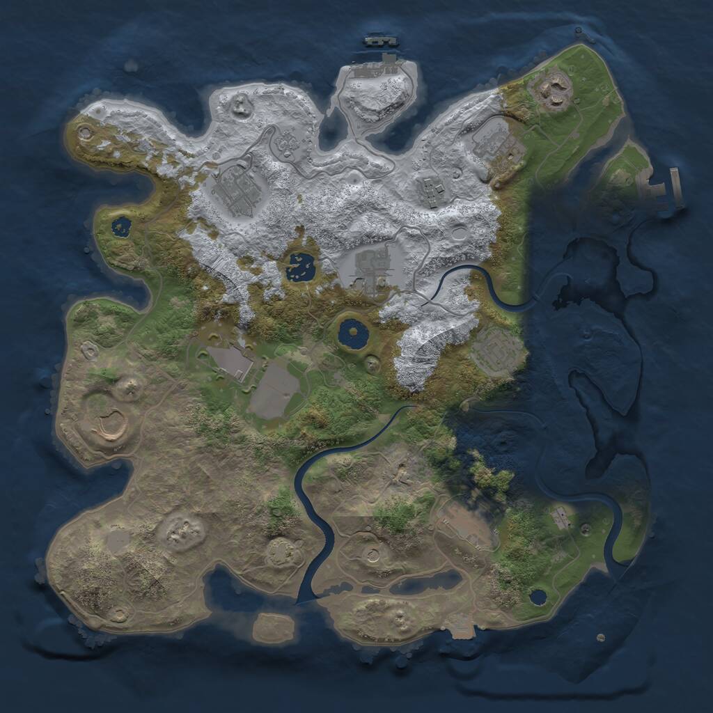 Rust Map: Procedural Map, Size: 3550, Seed: 508394, 16 Monuments