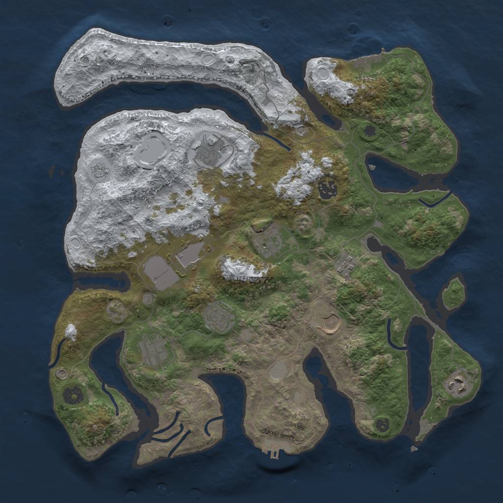 Rust Map: Procedural Map, Size: 3800, Seed: 25061196, 18 Monuments