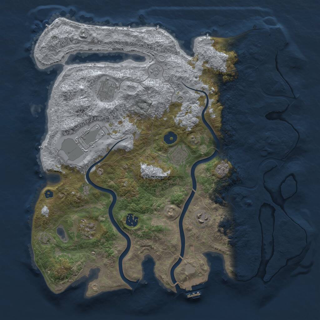 Rust Map: Procedural Map, Size: 3800, Seed: 25061196, 13 Monuments