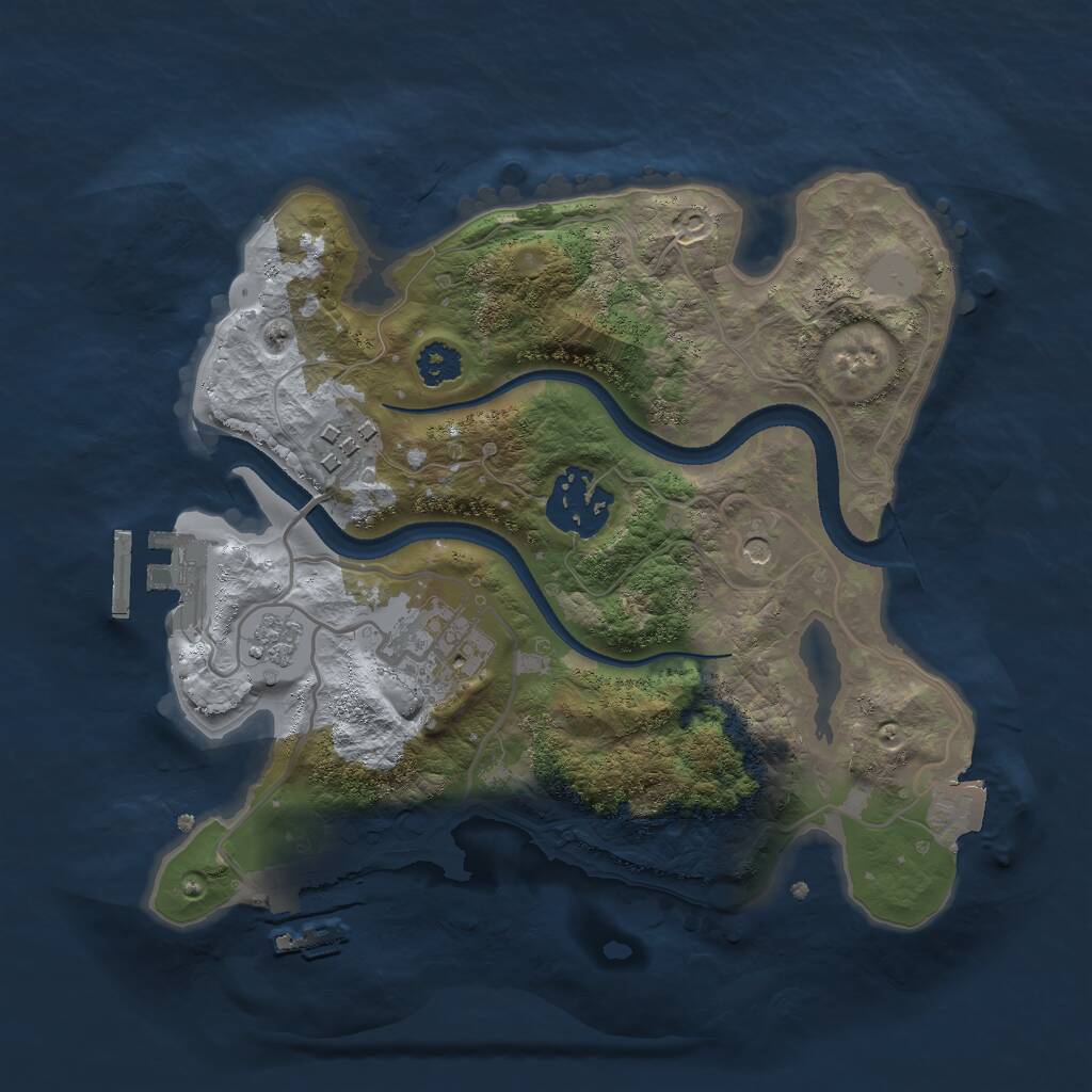Rust Map: Procedural Map, Size: 2500, Seed: 4377, 8 Monuments