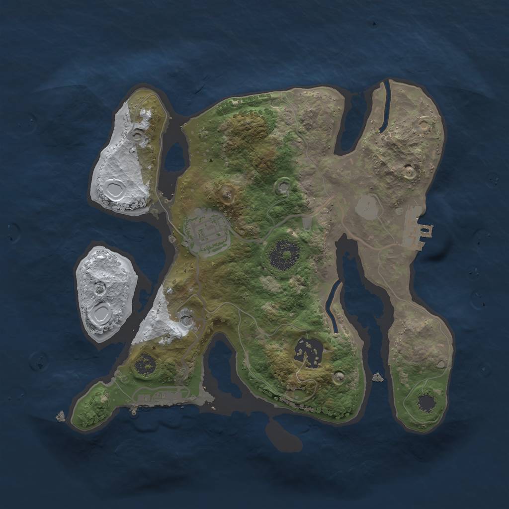 Rust Map: Procedural Map, Size: 2500, Seed: 4377, 10 Monuments