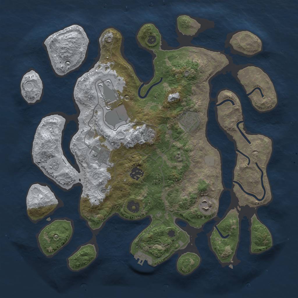 Rust Map: Procedural Map, Size: 3500, Seed: 878772932, 14 Monuments