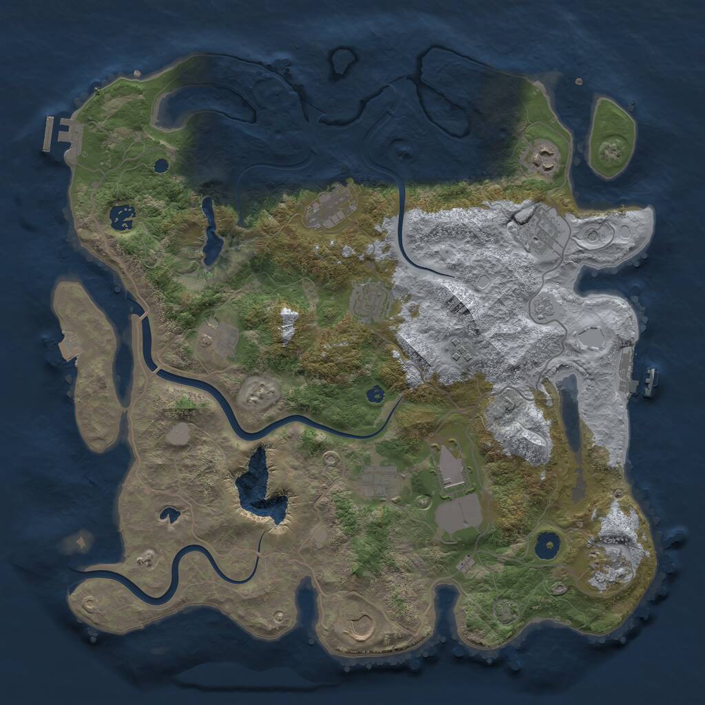 Rust Map: Procedural Map, Size: 4000, Seed: 10943184, 17 Monuments