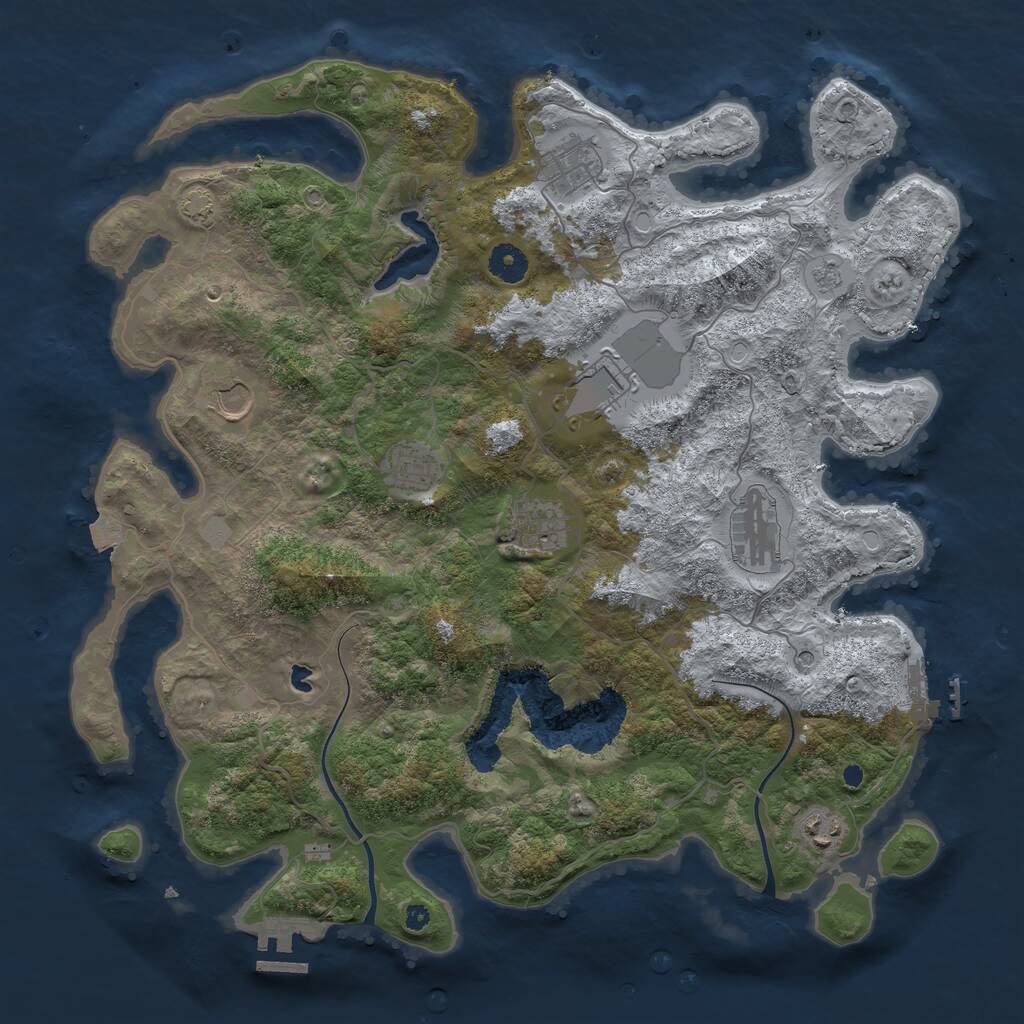 Rust Map: Procedural Map, Size: 4000, Seed: 1719480953, 13 Monuments